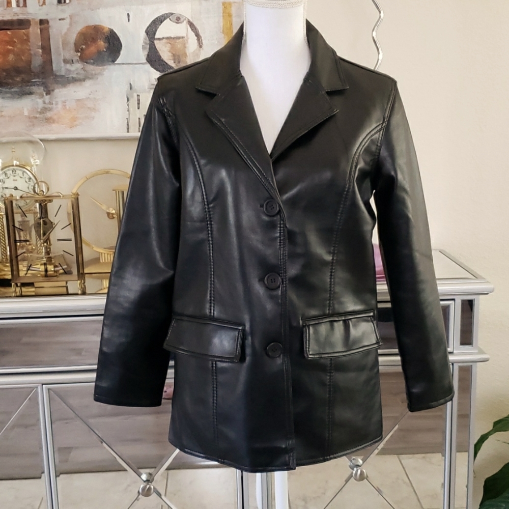 NWT A Emporio Collezione Vegan Leather Jacket Blazer
